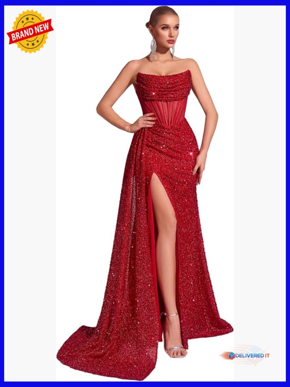 Sequin Tulle Formal Dress Off Shoulder Floor Length Prom Evening Gown